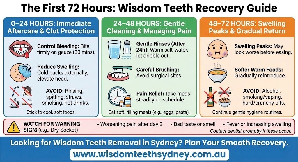 First 72 hours after wisdom teeth removal in Sydney recovery guide