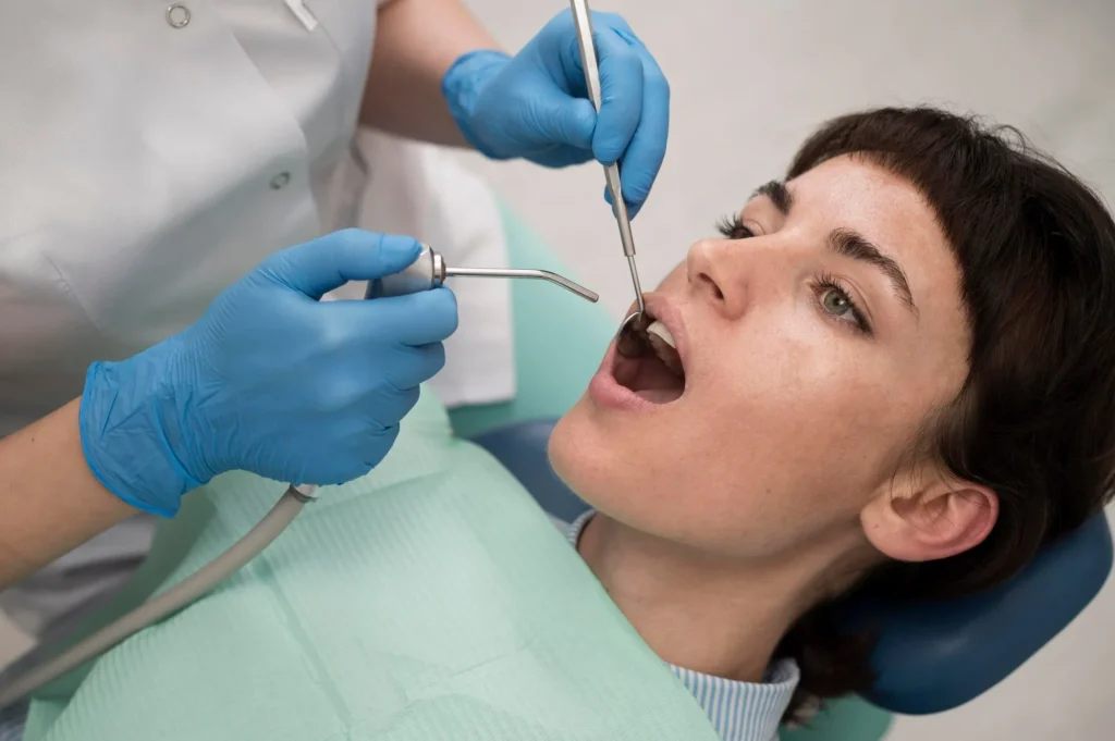 Young female patient during wisdom teeth removal in Sydney dental clinic