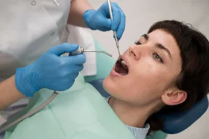 Young female patient during wisdom teeth removal in Sydney dental clinic